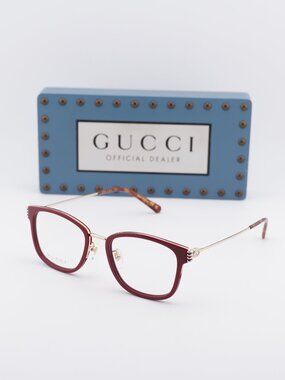 Gucci GG1886OA 003 Square Eyeglasses - Bordeaux/Gold 53mm